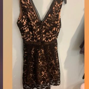 Black lace v- neck dress